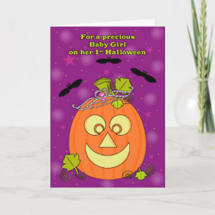 Cartão Baby Girl's First Halloween Pumpkin Princess