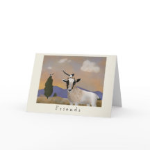 Baby goat with magpie friends