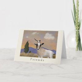 Cartão Baby goat with magpie friends