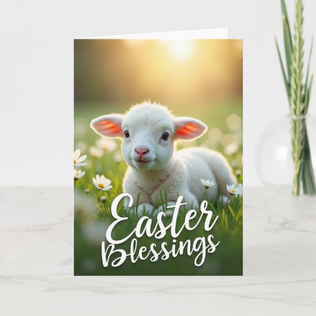 Cartão Baby Lamb Easter Blessings Card (Frente)