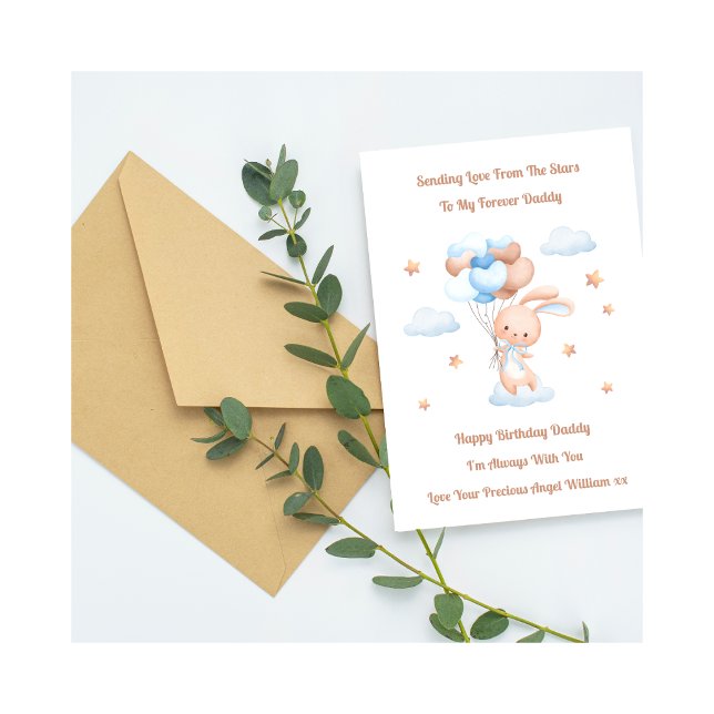 Cartão Baby Loss Boy Daddy Birthday Balloon Rabbit Card (Criador carregado)