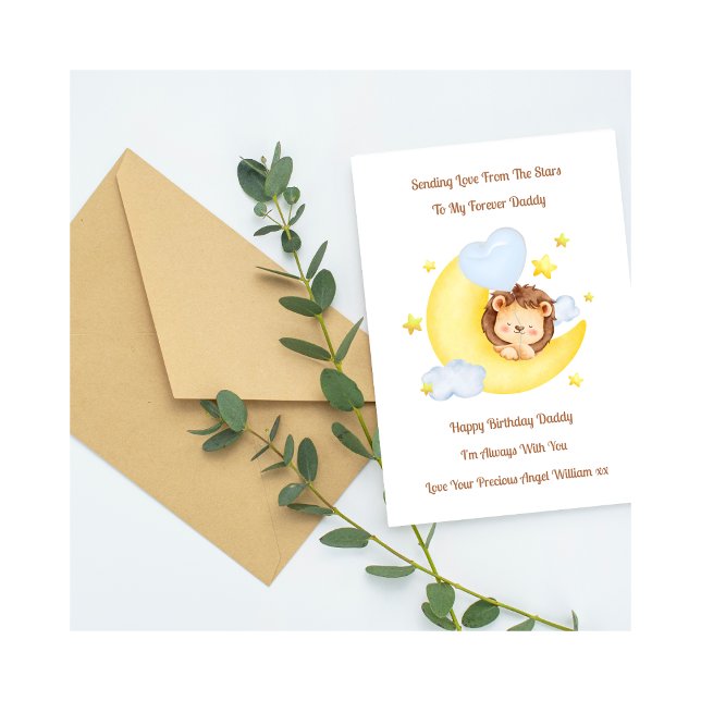 Cartão Baby Loss Boy Daddy Birthday Moon Lion Card (Criador carregado)