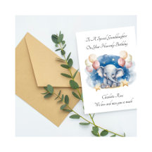 Baby Loss Girl Elephant Birthday Remembrance Card