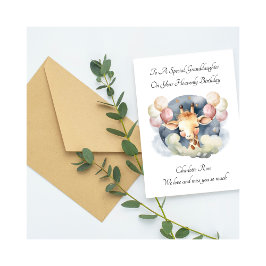 Cartão Baby Loss Girl Giraffe Birthday Remembrance Card