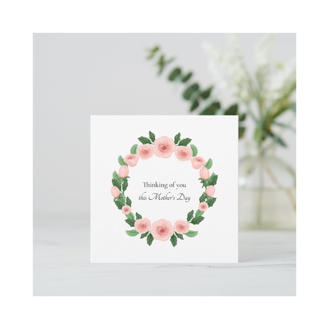 Cartão Baby Loss Pink Rose Wreath Mother's Day Card (Criador carregado)