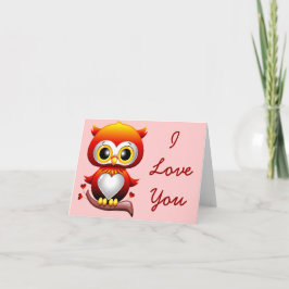 Cartão Baby Owl Love Heart Cartoon Note Card