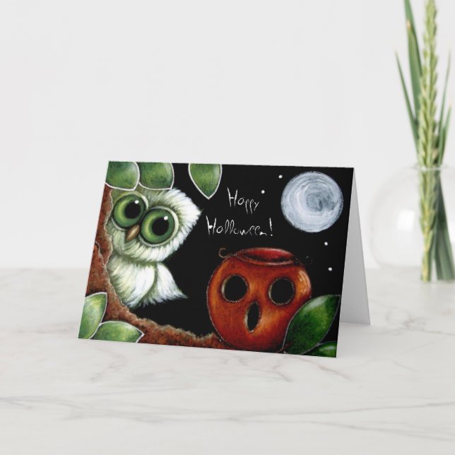 CARTÃO BABY OWL & OWL PUMPKIN BASKET (Frente)