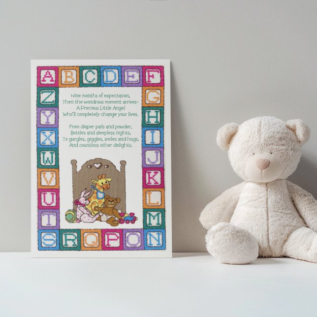 Cartão Baby Poem Cross Stitch Nursery Card (Criador carregado)