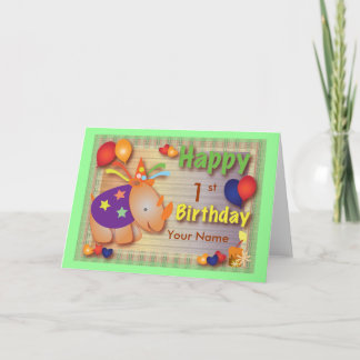 Cartão Baby Rhino: Aniversário Saudação
