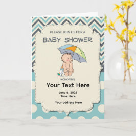 Cartão Baby Shower Blue Yellow Invitation