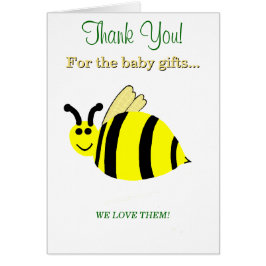 Cartão Baby Shower Bumble Bee Thank You