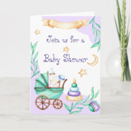 Cartão Baby Shower Carriage Invitations 