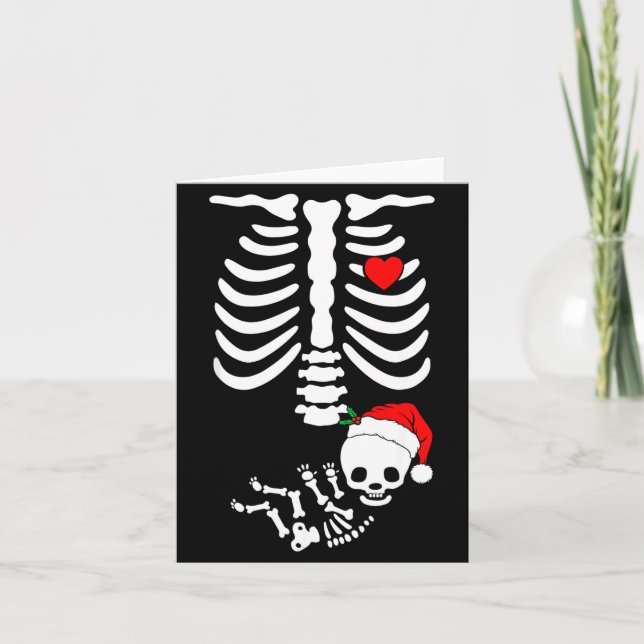 Cartão Baby Shower Skeleton Christmas Santa Pregnancy Ann (Frente)