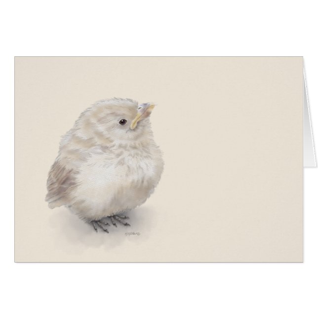 Cartão Baby Sparrow Digital Watercolor (Frente Horizontal)