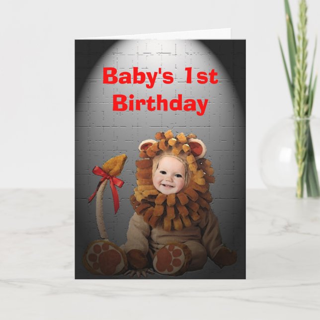Cartão Babys 1st Birthday Lion Birthday Card (Frente)