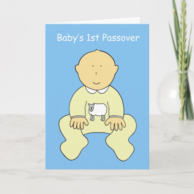 Cartão Baby's 1st Passover Cute Cartoon (Frente)