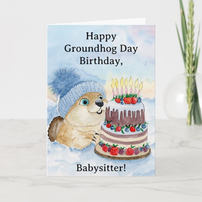 Cartão Babysitter Happy Groundhog Day Birthday  (Frente)