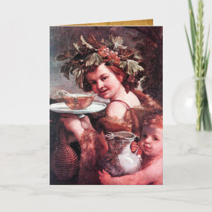 Cartão BACCHUS, UVAS E VINHO ROSÉ PARCHMENTO Aniversário