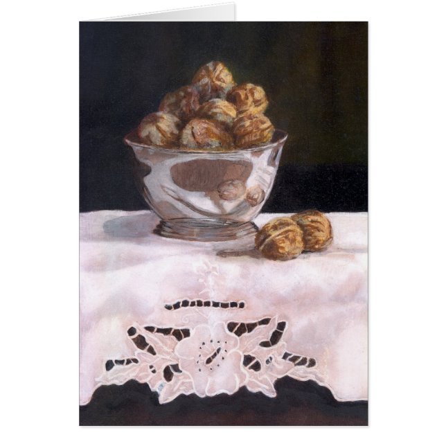 Cartão Bacia de prata com nozes (Frente)