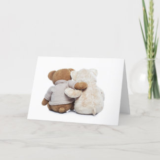 Cartão Back view of two Teddy bears hugging each other