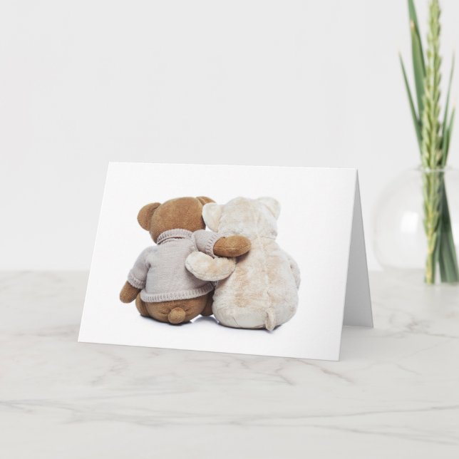 Cartão Back view of two Teddy bears hugging each other (Frente)