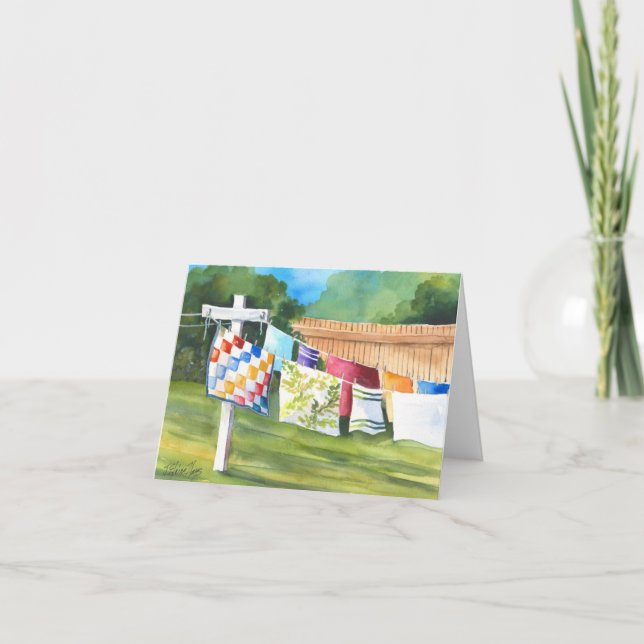 Cartão Backyard Washline Note Card (Frente)