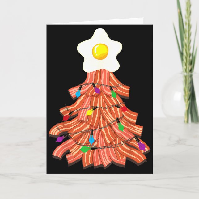 Cartão Bacon Christmas Tree Egg Top Shirt _ Funny Rk Love (Frente)