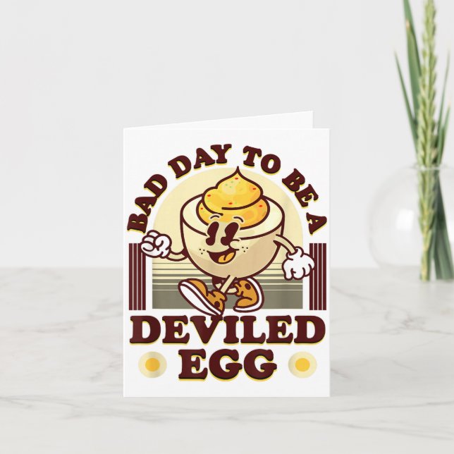 Cartão Bad Day To Be A Deviled Egg Funny Thanksgiving Egg (Frente)