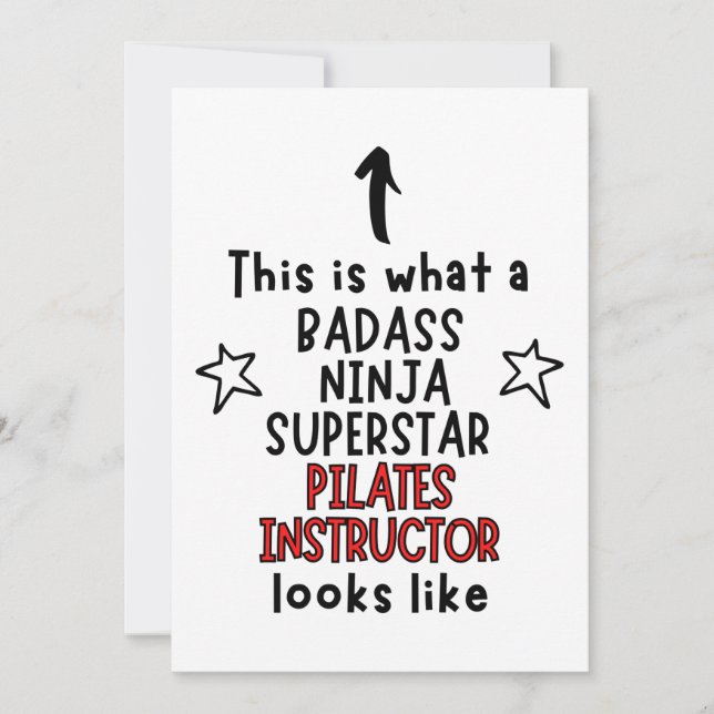 Cartão Badass, Ninja, Superstar, Instrutor Pilates (Frente)