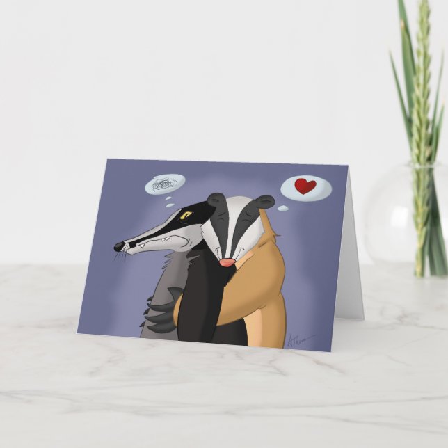 Cartão Badgers in Love Greeting Card (Frente)