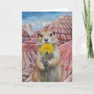 Cartão Badlands National Park Prairie Dog Watercolor