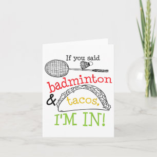 Cartão Badminton &amp; Tacos Im No Jogador De Esportes Fu