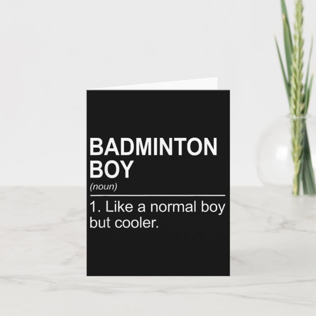 Cartão Badminton Boy Noun Definition Shuttle Badminton Pl (Frente)