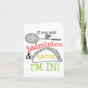 Cartão Badminton E Tacos Estou No Jogo Esportivo Engraçad