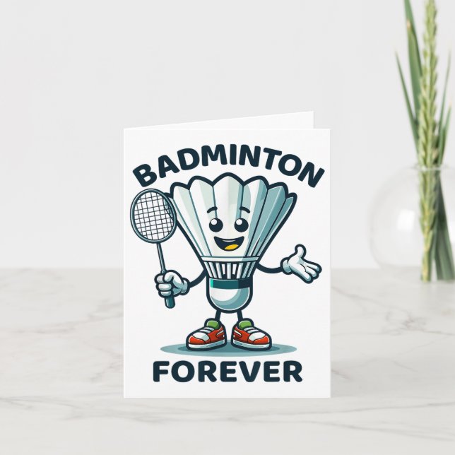 Cartão Badminton Forever Cartoon Shuttle E Racket Graph (Frente)