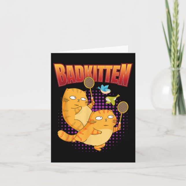 Cartão Badminton I Badkitten Cat I Badminton Racket Shutt (Frente)