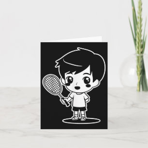 Cartão Badminton Kid Cartoon Racquet Sport Shuttle