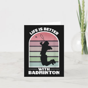 Cartão Badminton Life Engraçado Shuttle Retro Game