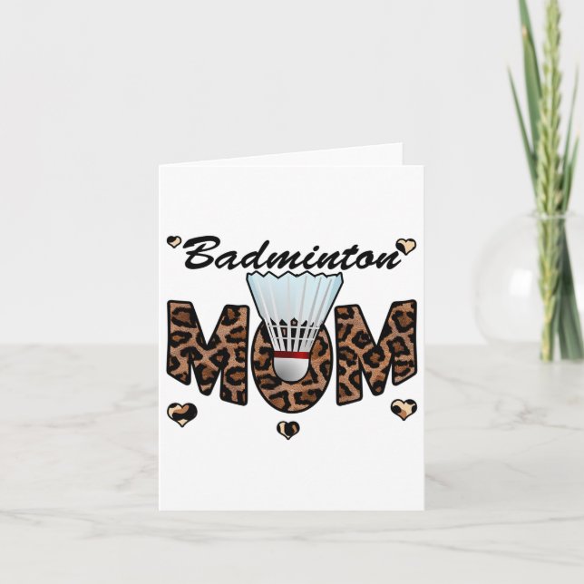 Cartão Badminton Mãe Leopard Engraçado Badminton Mãe da M (Frente)