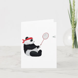 Cartão Badminton Panda Engraçada Bela Boca Humor E