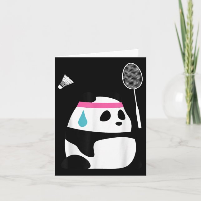 Cartão Badminton Panda Escavado - Engraçado Shuttle Ani (Frente)