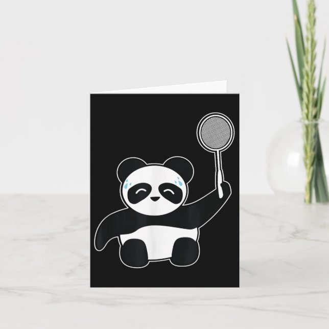 Cartão Badminton Panda Ficando Suado (Frente)