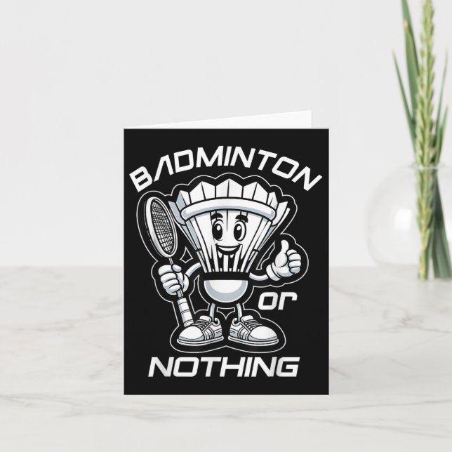 Cartão Badminton Para Sempre Cartoon de Petisco e Raquete (Frente)