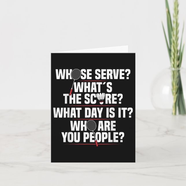 Cartão Badminton Racket Serve Shuttle Player Badminton Pl (Frente)