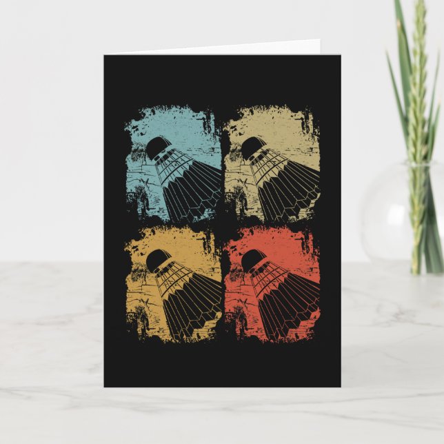 Cartão Badminton Retro Vintage (Frente)