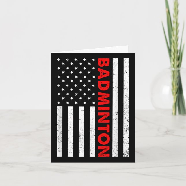 Cartão Badminton Usa Flag Graphic Badminton Player Shuttl (Frente)