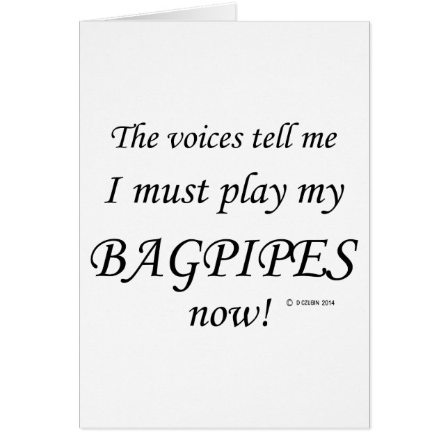 Cartão Bagpipe Voices diz que deve jogar (Frente)