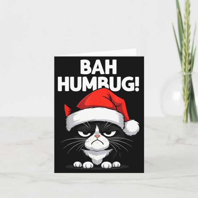 Cartão Bah Humbug Funny Bad Cat Christmas Hater Cat Lover (Frente)