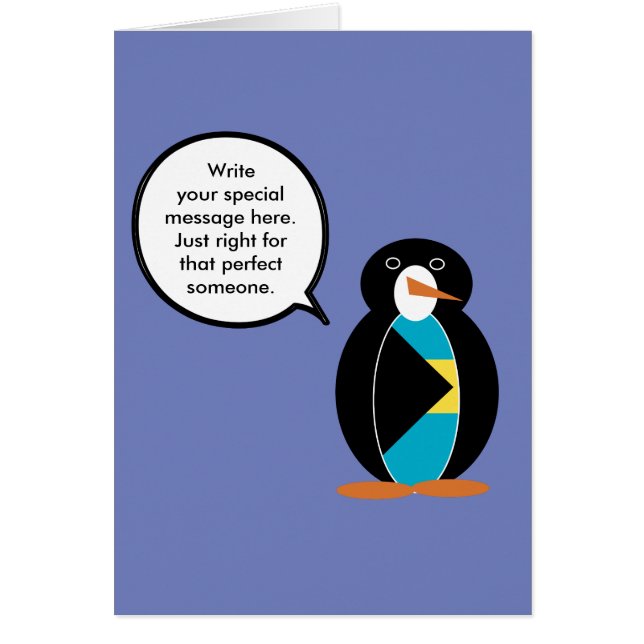 Cartão Bahamas Falando Sra. Penguin (Frente)