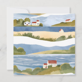 Cartão Baía de Cape Cod | Aquarela Costeira da Orla Oceân